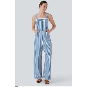 HALARA Blue and White Striped Jumpsuit